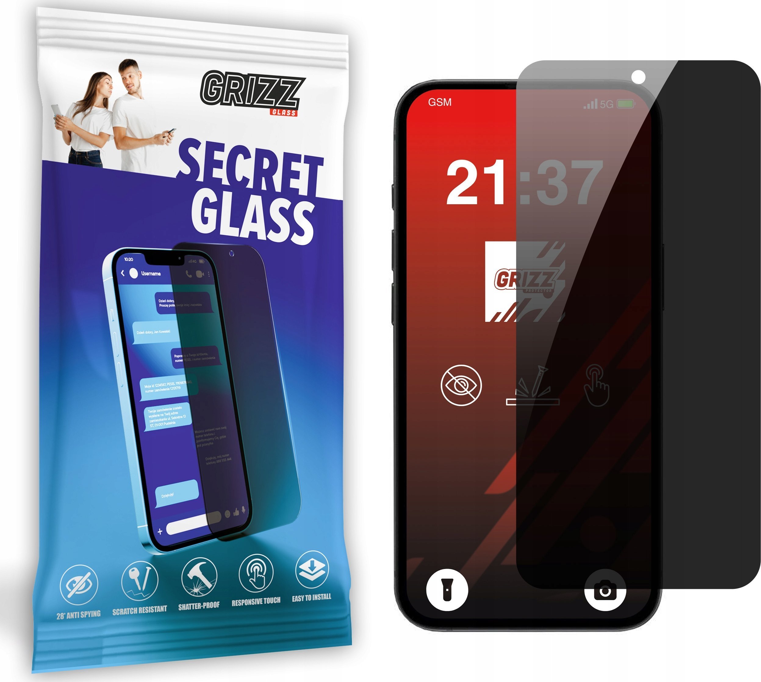 Szkło prywatyzujące GrizzGlass SecretGlass do Apple iPhone 16e