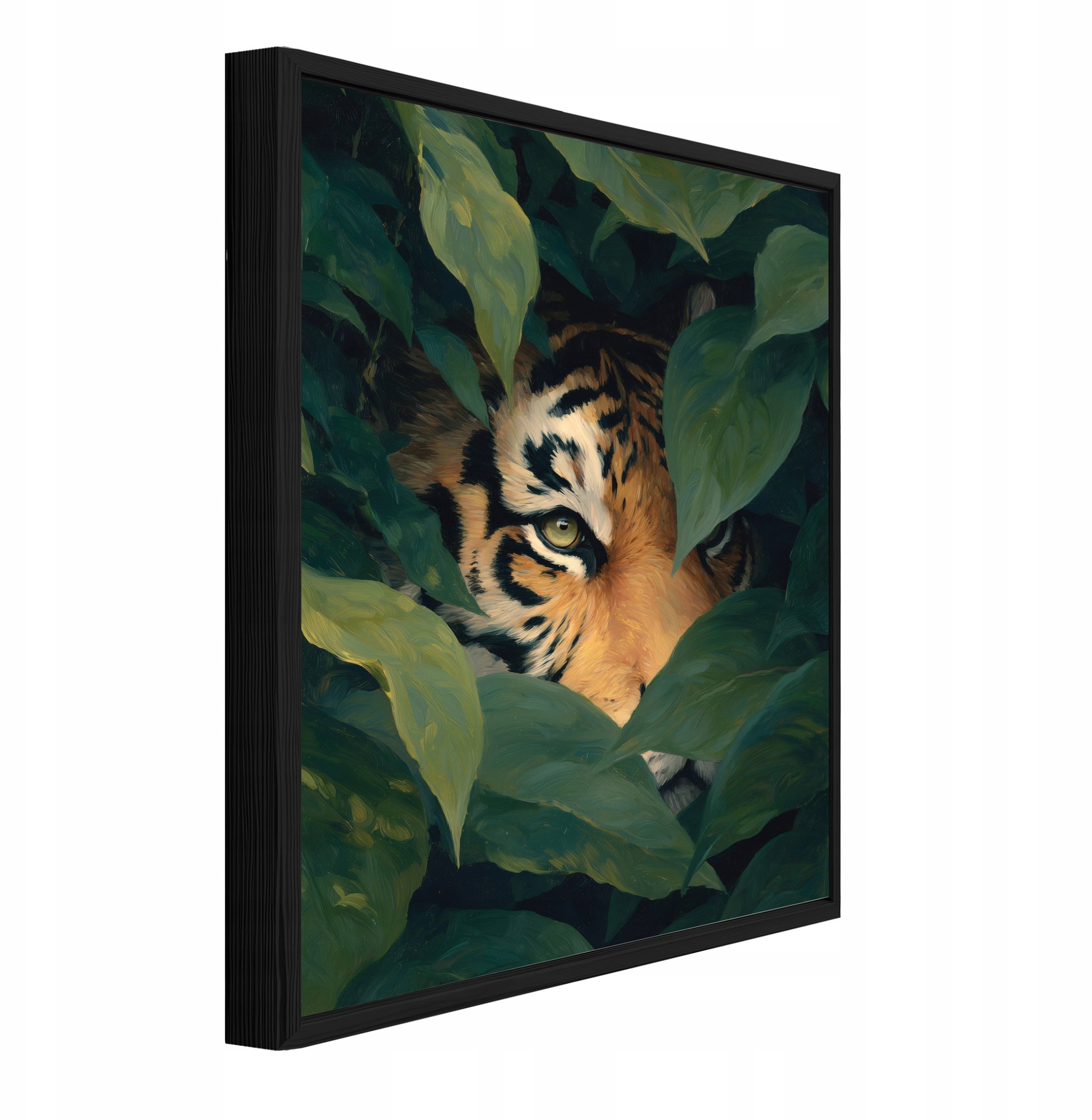 Obraz W Ramie Na Płótnie Tygrys Liście Do Sypialni Salonu 40x60