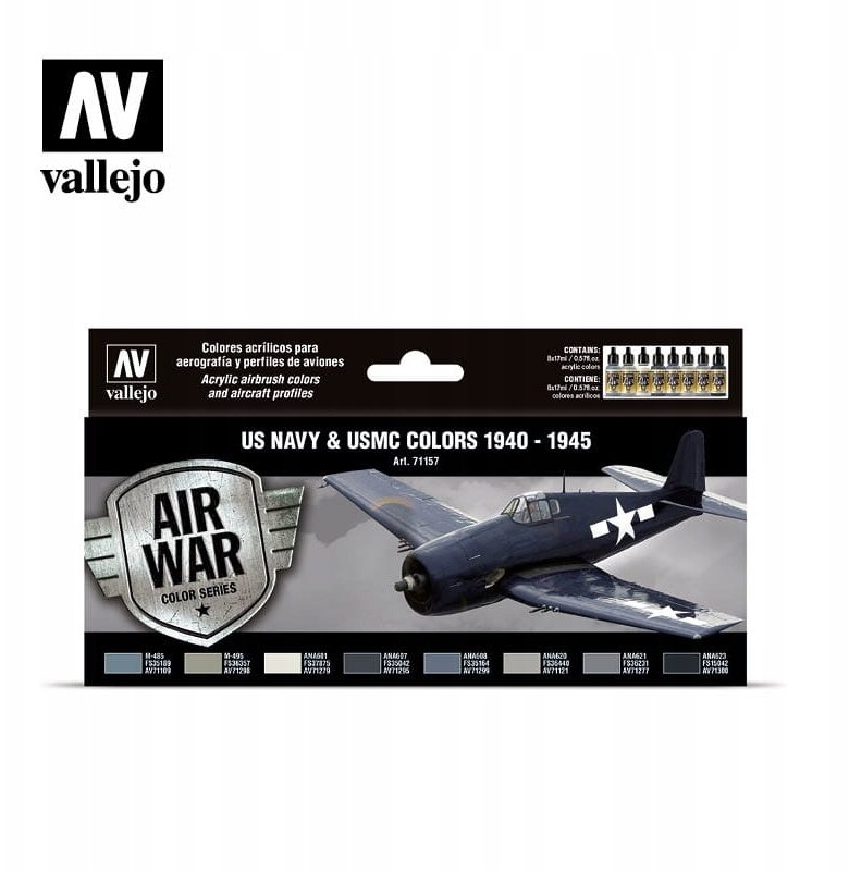 Vallejo Vallejo: 71.157 - Model Air - Air War - US Navy & USMC Colors 1940-1945 (8x18 ml)