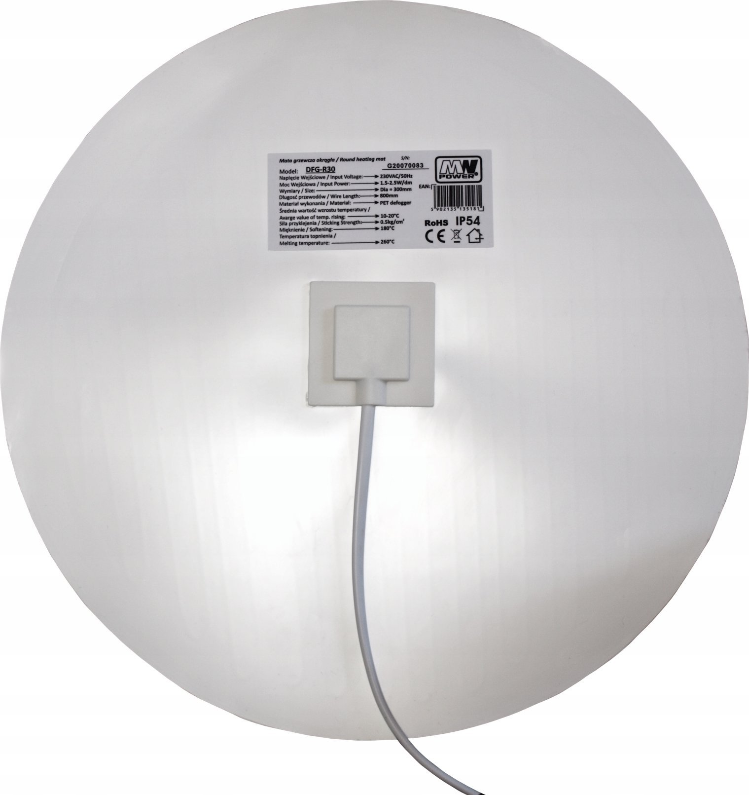Mission OKRĄGŁA MATA GRZEWCZA DO LUSTER ŚREDNICA 30 CM DFG-R30
