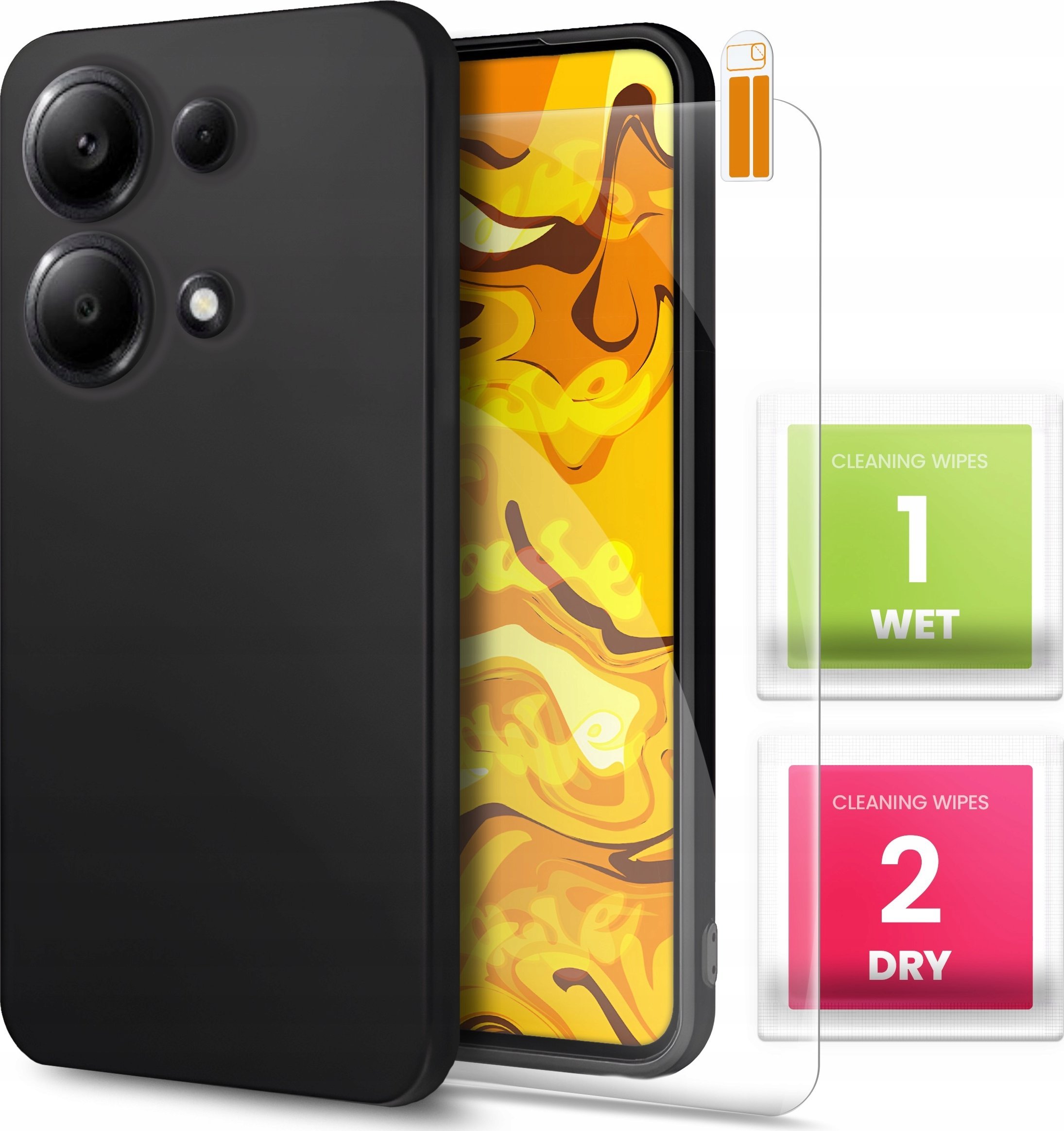 Hello Case ETUI DO XIAOMI REDMI NOTE 13 PRO 4G / POCO M6 PRO GUMOWE CZARNE SZKŁO