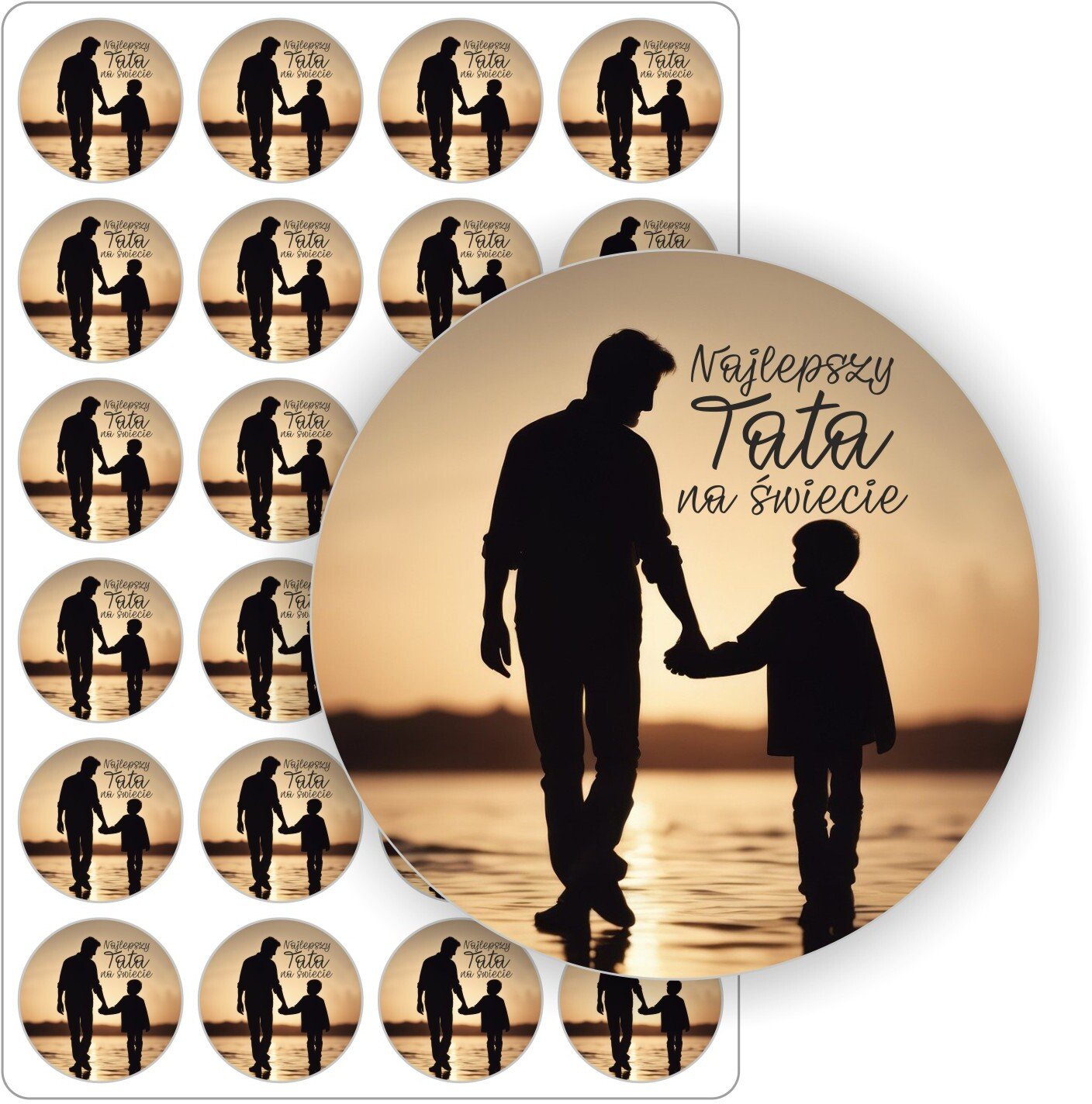 Stabilus Naklejki 23 czerwca najlepszy tata na świecie DZIEŃ TATY OJCA prezent upominek kwiaty 24 szt. 5 cm (E-TAT_03_C5)