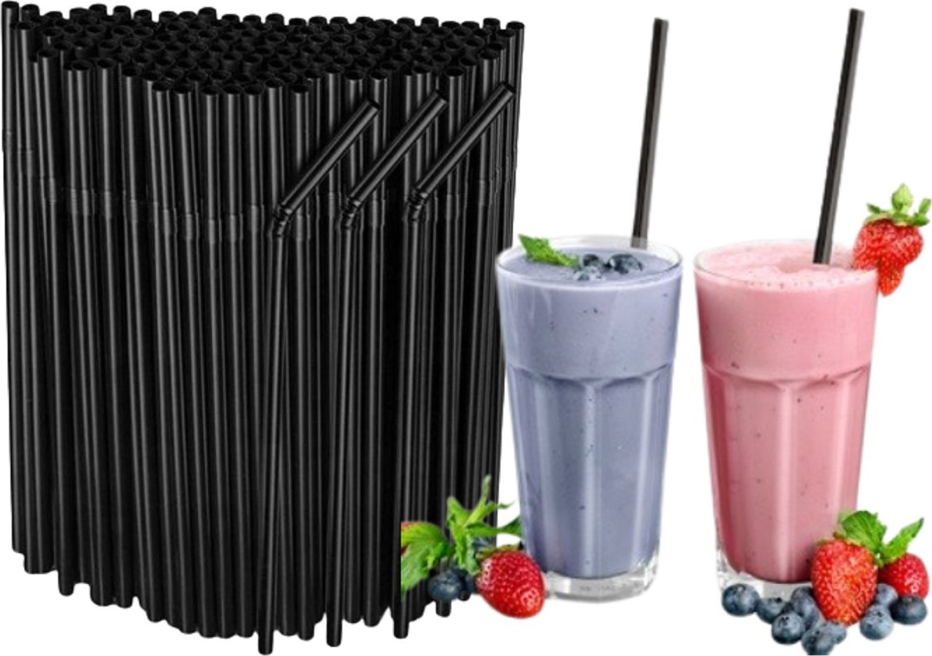 GoDan Rurki Słomki Plastikowe Łamane Wielokrotnego użytku 500 szt