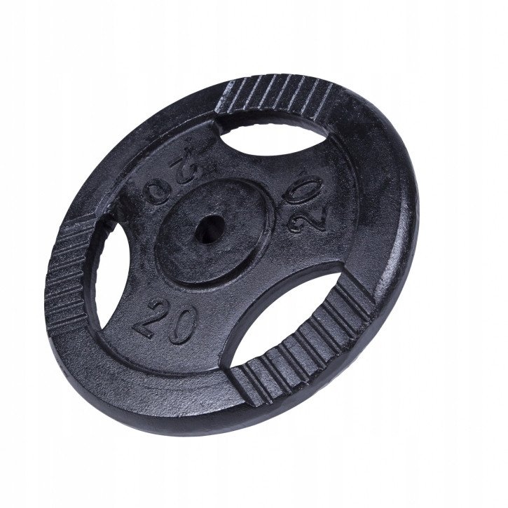 Obciążenie żeliwne z uchwytami 20kg, czarne, 30 mm