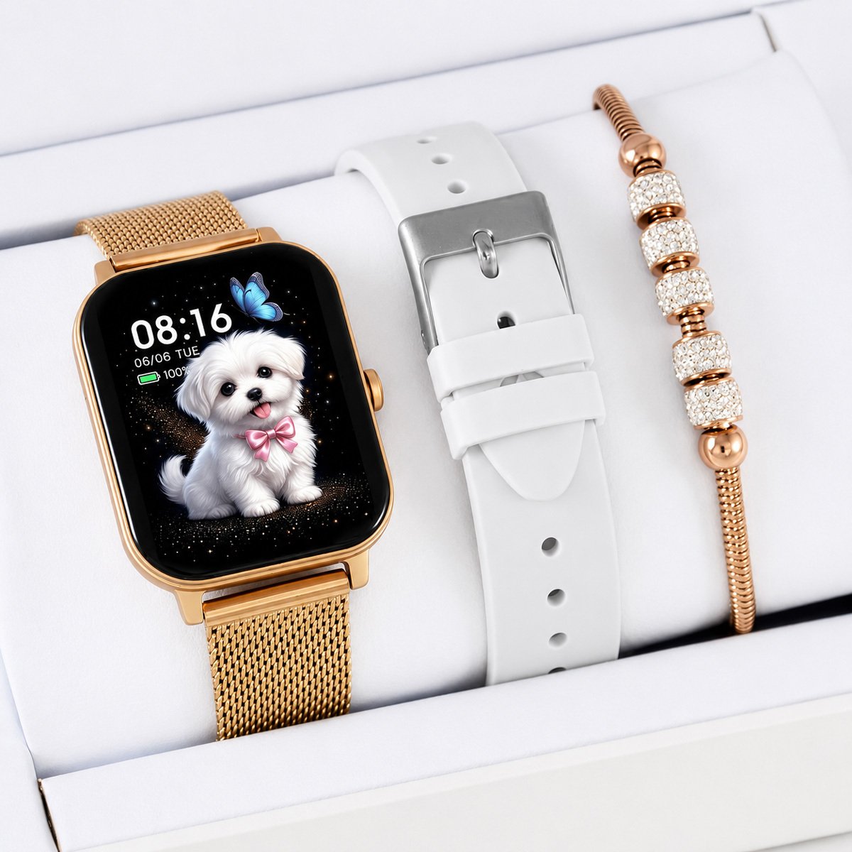 Smartwatch Rubicon Zestaw dziecięcy Smartwatch połączenia SMS sport sen (RNCF53 pk/wh sil-TB2-NE)