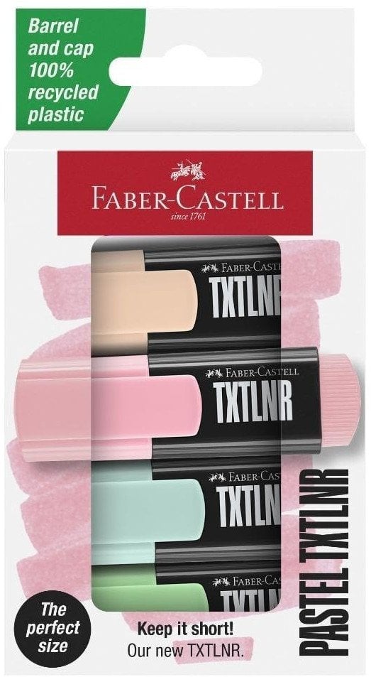 Faber-Castell FABER-CASTELL Zakreślacz TXTLNR Pastelowy 4 szt. kartonowe etui