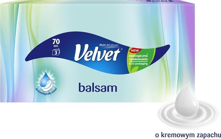 Velvet Chusteczki VELVET BALSAM O KREMOWYM ZAPACHU (70sztuk) 3 warstwy