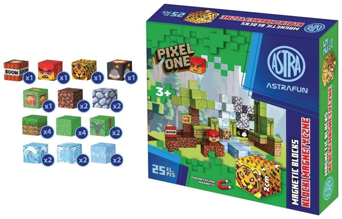 Astra Klocki magnetyczne Pixel One Dżungla 25el EDUKAMP (5901137246703)