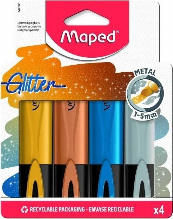 Maped Zakreślacz Fluo Peps metaliczny brokat 4 kol MAPED