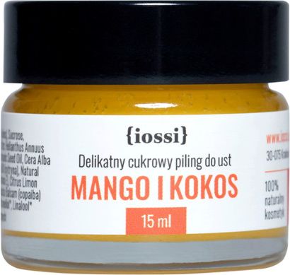 Iossi Cukrowy peeling do ust Mango i Kokos z masłem mango i cytryną 15ml