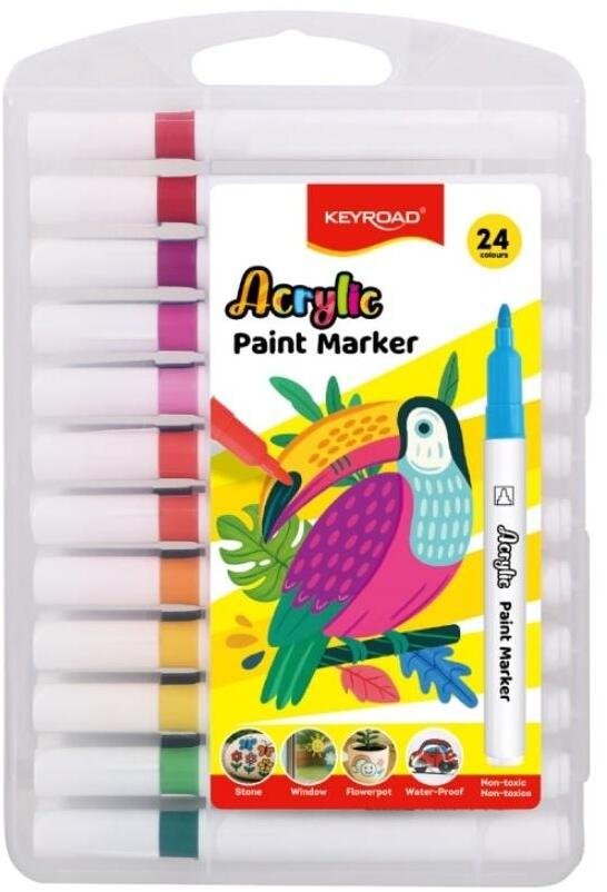 Keyroad Markery akrylowe , 24 szt., plastikowe pudełko, mix kolorów (KR973656)