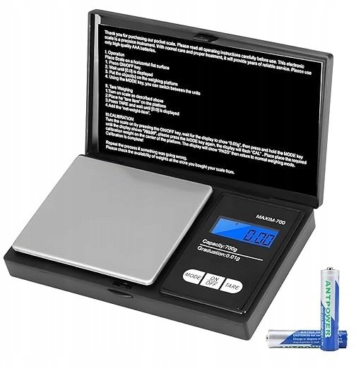 Retoo Precyzyjna waga jubilerska mini 0,01 - 200g LCD podświetlenie 2xAAA czarna