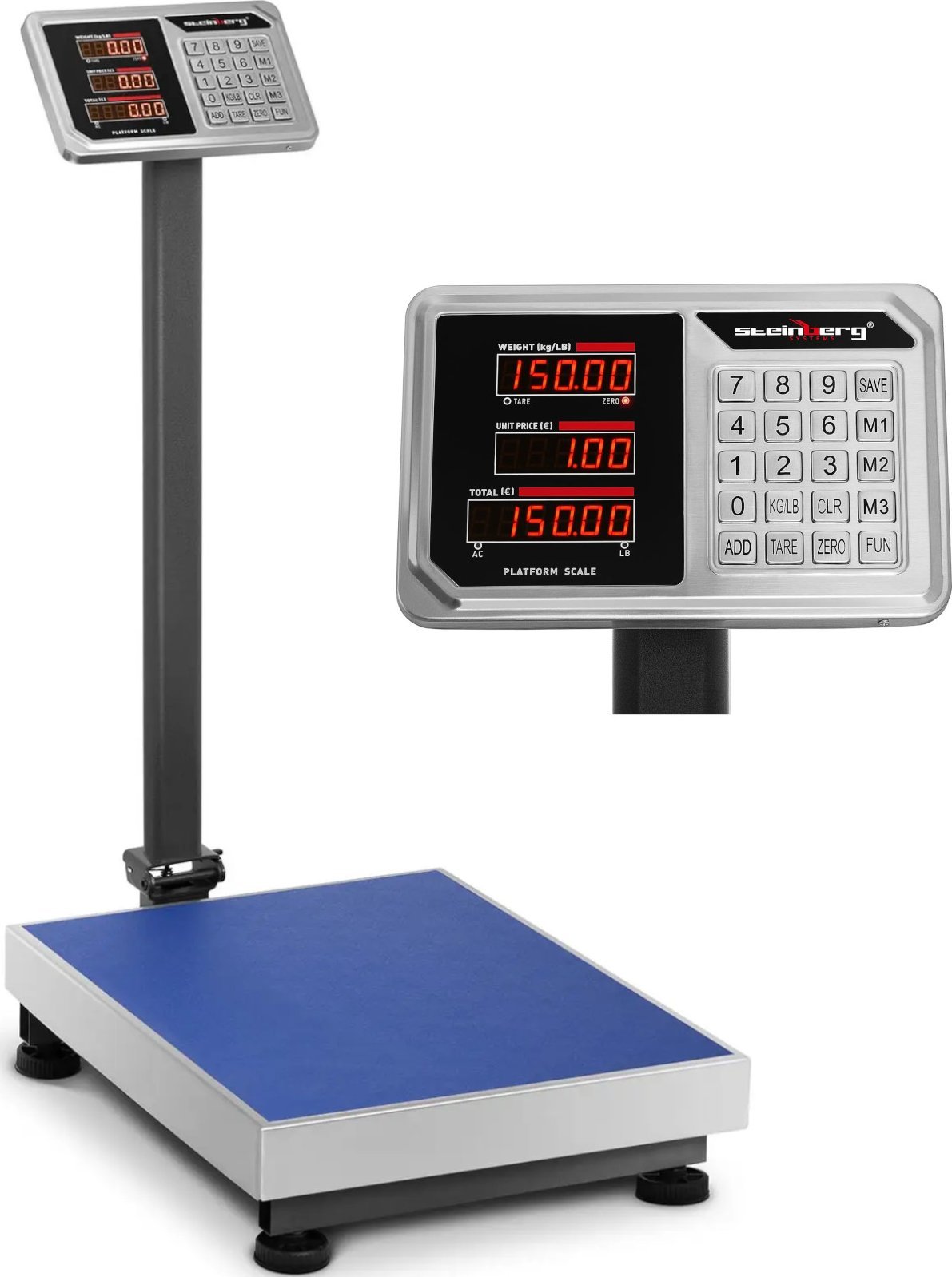 Steinberg Waga platformowa magazynowa licząca LED 45 x 60 cm 150 kg / 20 g Waga platformowa magazyno...