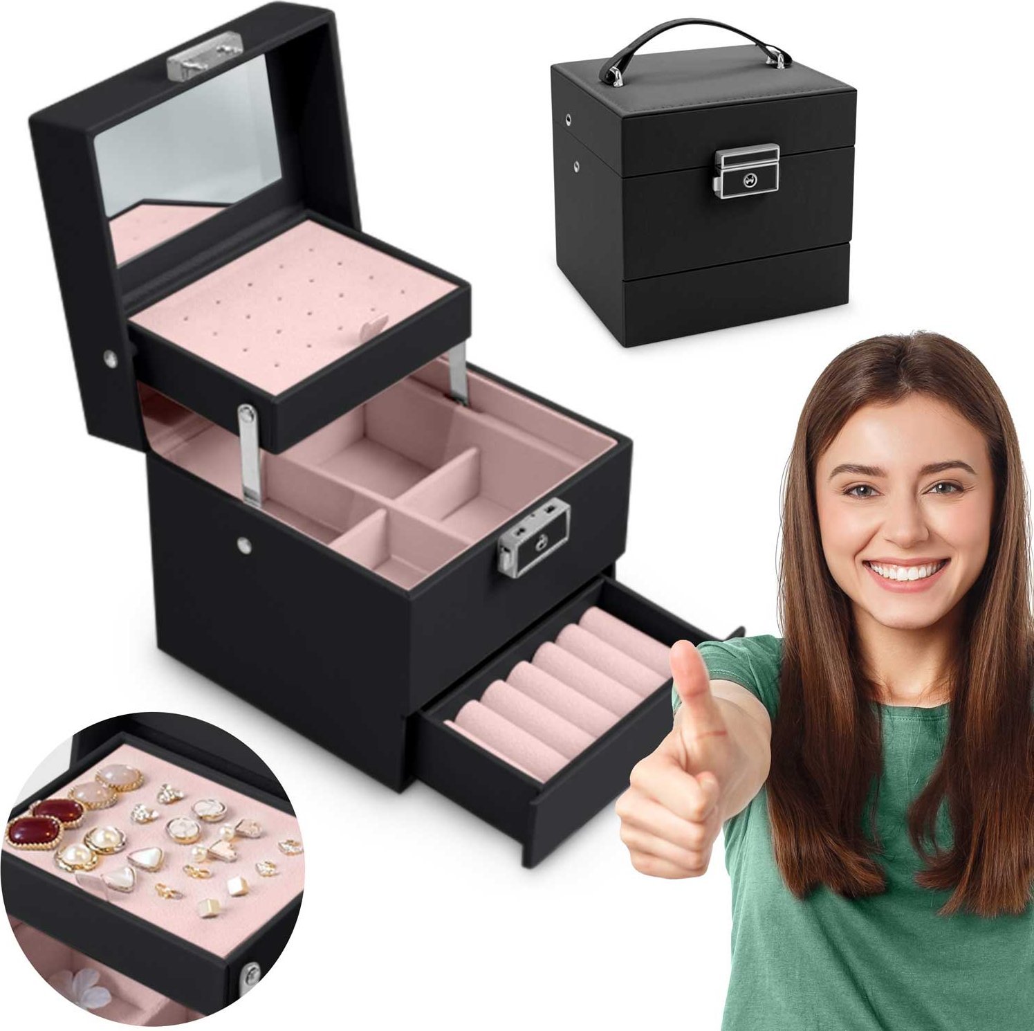 Massido Szkatułka na biżuterię MS-703 - czarna