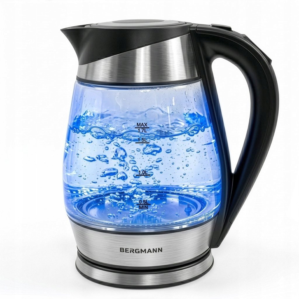 Czajnik BERGMANN Elektryczny szklany 1,7L 2200W z regulacją temperatury 50-100C