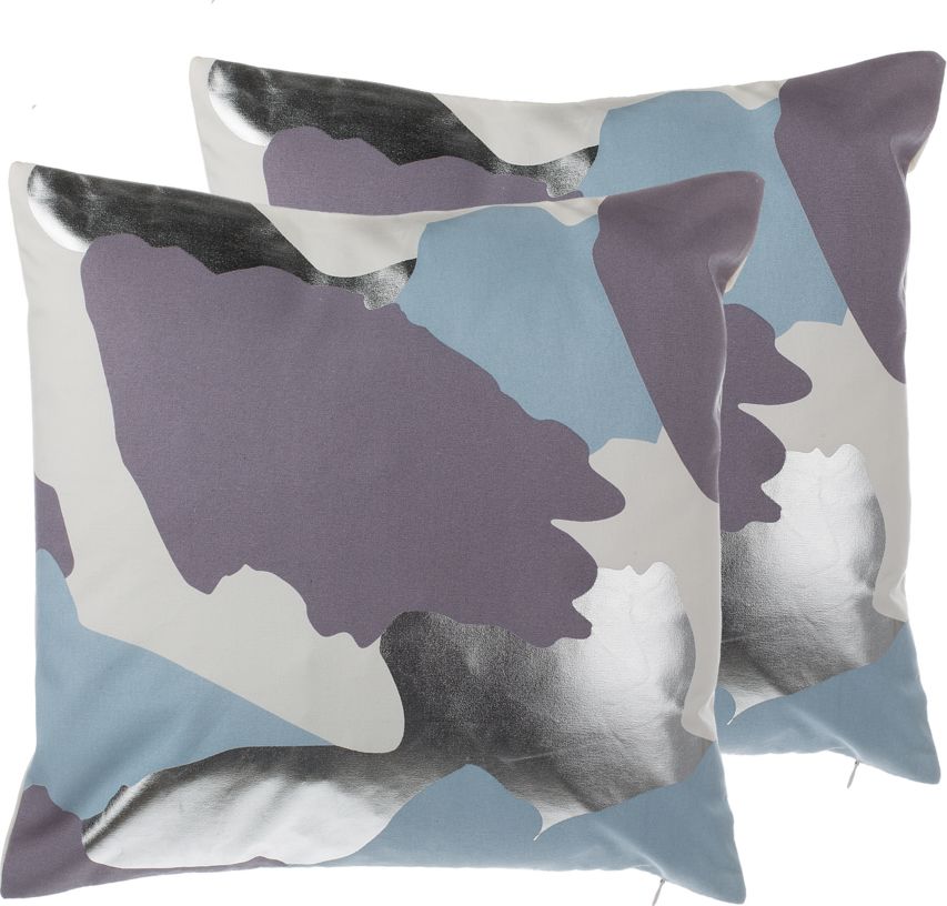 Zdjęcia - Poduszka Shumee Zestaw 2 poduszek dekoracyjnych w łaty 45 x 45 cm fioletowo-srebrny 