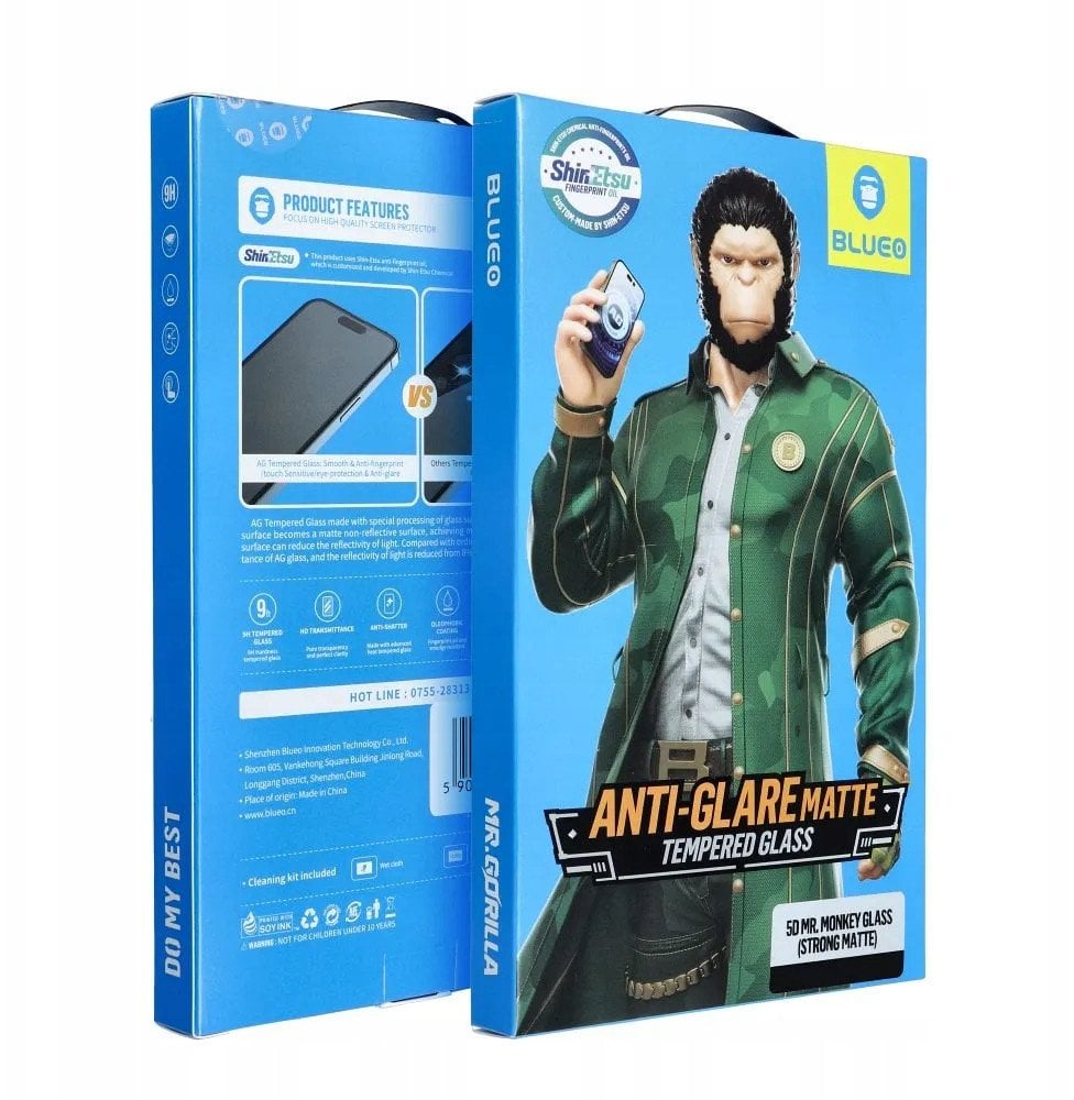 Szkło Hartowane 5D Mr. Monkey Glass - Apple iPhone 13 Pro / 14 czarny (Strong Matte)