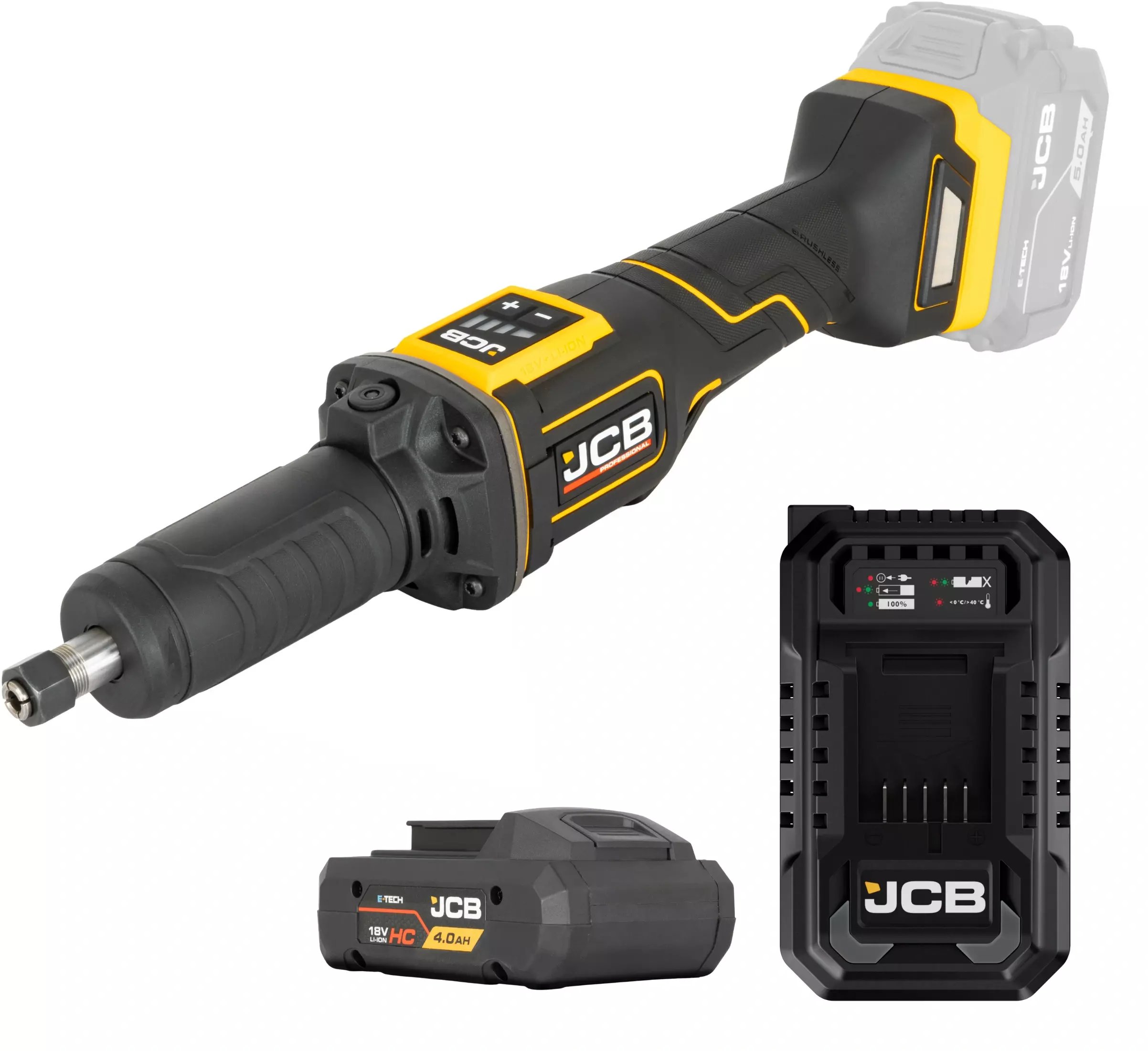JCB Professional 18V Szlifierka Trzpieniowa Ładowarka Bateria 4Ah