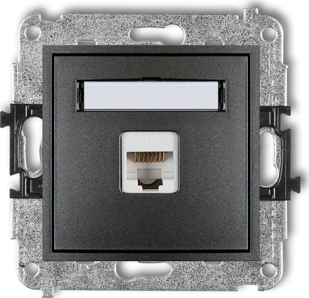 Karlik MINI Gniazdo komputerowe pojedyncze 1xRJ45 kat. 5e 8-stykowy grafitowy 11MGK-1