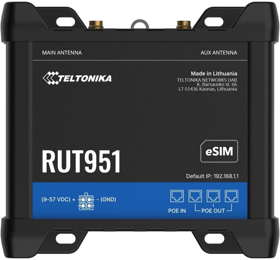 TELTONIKA NETWORKS RUT951 POE+ DUAL SIM eSIM 4G/LTE/3G/2G WiFi Router