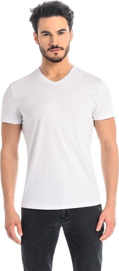 Teyli T-shirt męski bawełniany Dany V biały M Biały