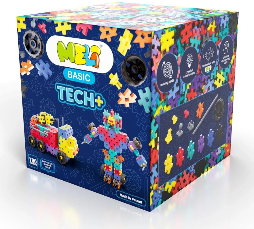 Meli Klocki MELI Basic Tech+ 780 el. - wafle konstrukcyjne z mechanizmami 3+ EDUKAMP