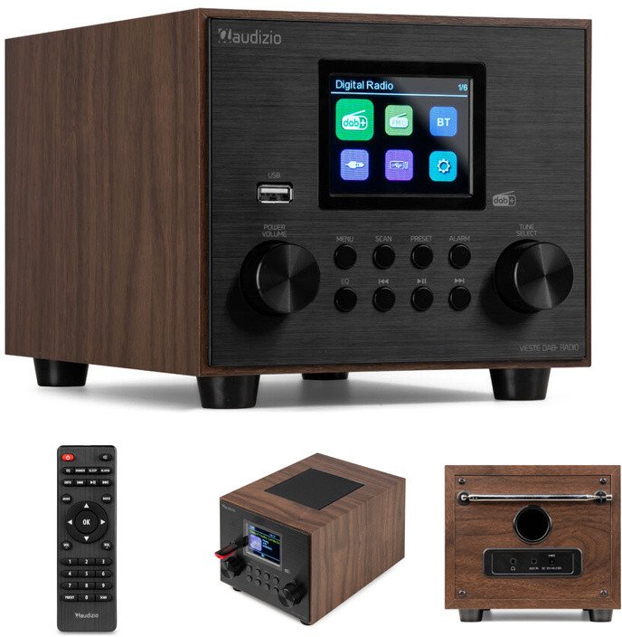 Radioodtwarzacz Audizio Radio Vieste DAB+ FM z subwooferem, ciemne drewno one size