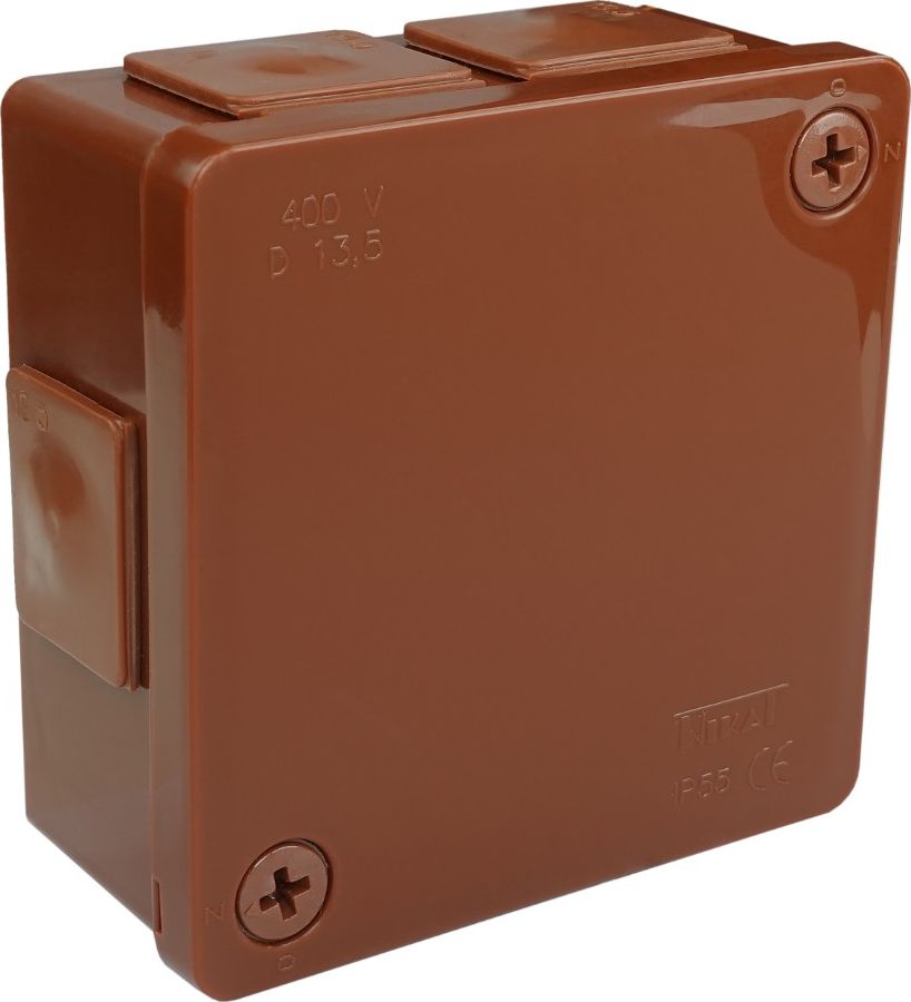 ViPlast 022-02 puszka n/t brązowa bez zacisków 6 wlotów 2 wkręty wym/zew 86x86x40 mm IP55 7908