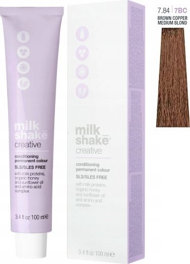Milk Shake Creative Permanent Hair Dye 7.847BC Brown Copper Medium Blond 100 ml For Women