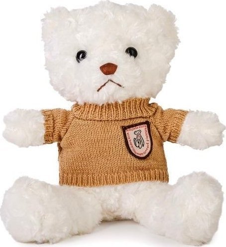 Miś biały 22cm w sweterku latte
