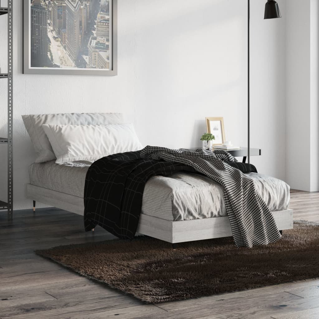 Фото - Ліжко VidaXL Rama łóżka, szary dąb sonoma, 75x190cm, materiał drewnopocho 