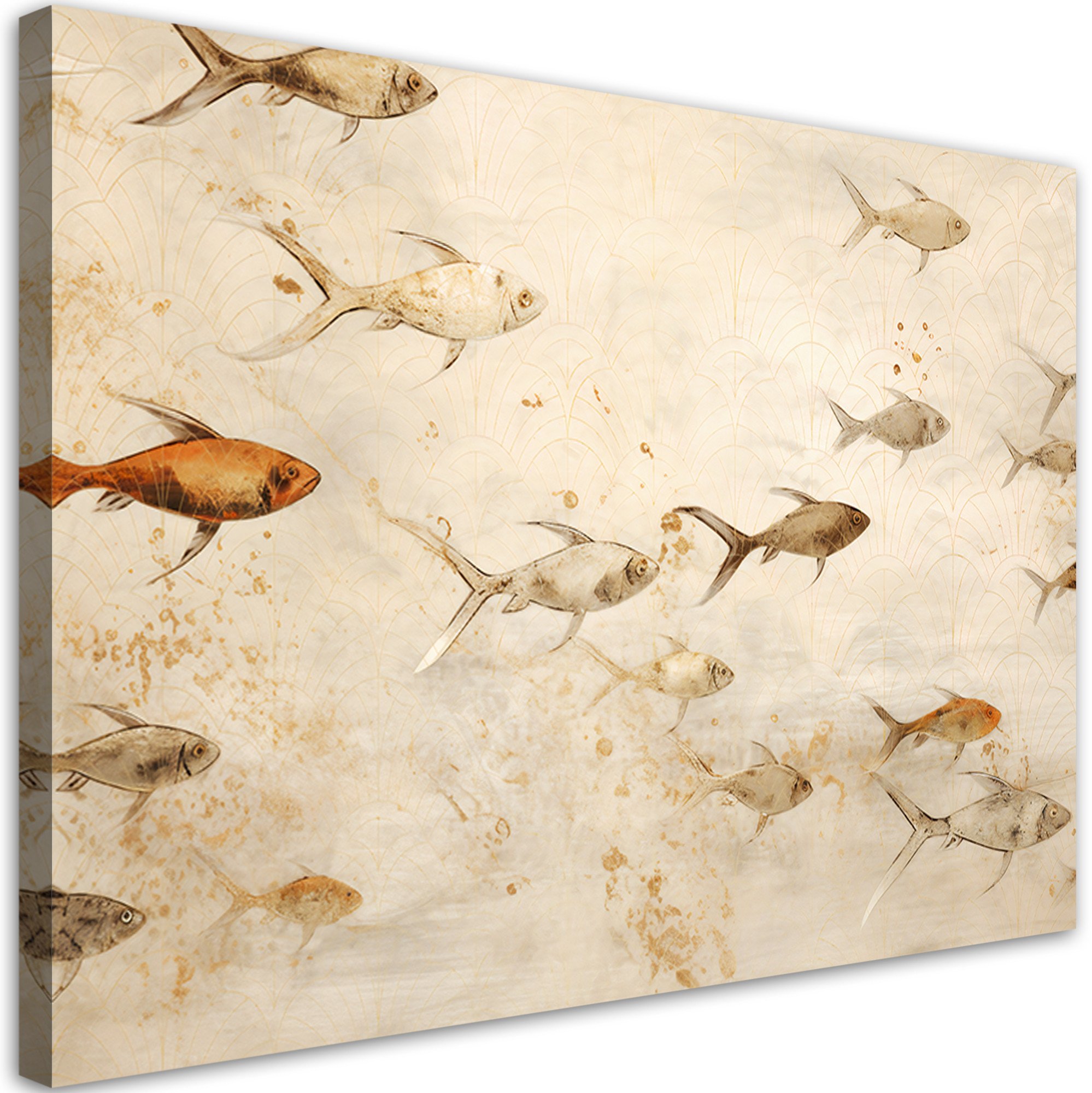 Feeby obraz na płótnie boho do łazienki spa ryby na beżowym tle 60x40 medium