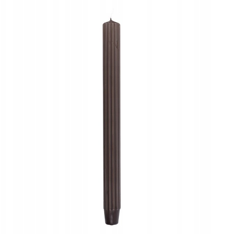Świeca stołowa długa ryflowana DONAU HOME, 25x300 mm, 4 szt., brązowa