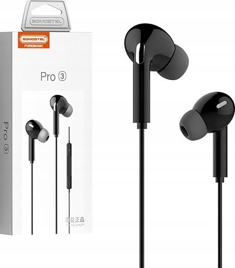 Somostel SŁUCHAWKI UNIWERSALNE TYP-C CZARNE DOUSZNE PRO-3 NEW CHIP S23 DIGITAL AUDIO