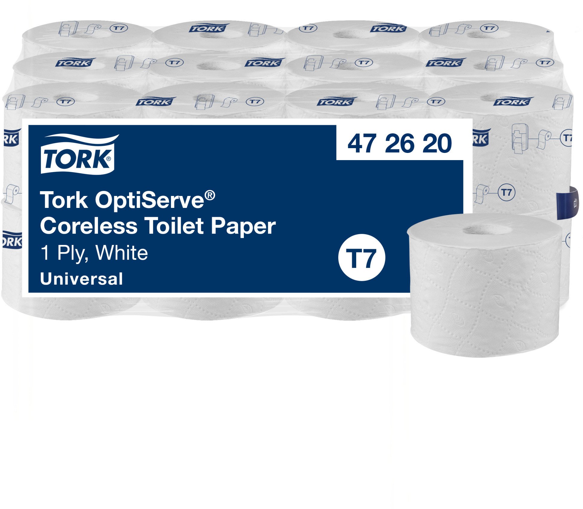 Tork OptiServe papier toaletowy bez gilzy T7 universal 1 Warstwa Biały