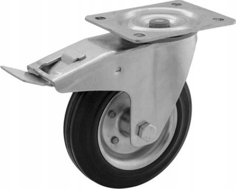 Zabi Zestaw skrętny koło obrotowe skrętne z hamulcem stalowo-gumowe 75 mm
