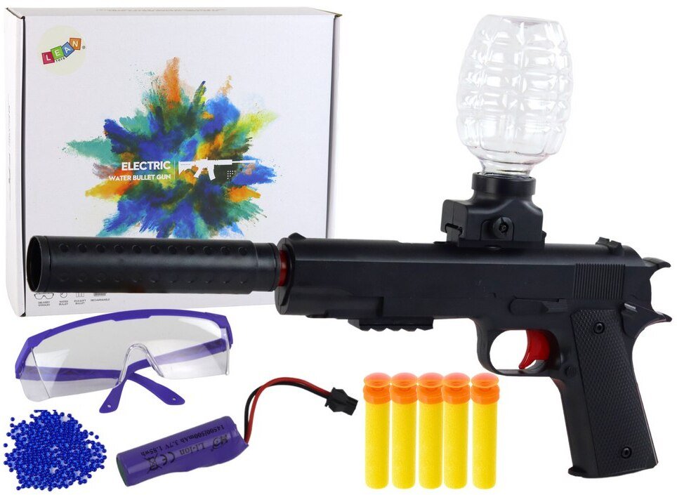 LeanToys Elektryczny Pistolet Na Kulki Wodne Strzałki Okulary Czarny EDUKAMP (17382)