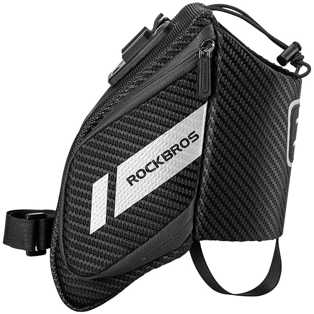 RockBros Torba rowerowa pod siodełko z kieszonką na butelkę bidon 1.5l - czarna Torba rowerowa pod s...