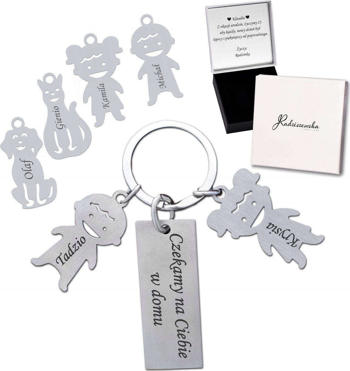 Radziszewska Jewellery Personalizowany brelok do kluczy Zawieszka Grawer Dzień Ojca Prezent