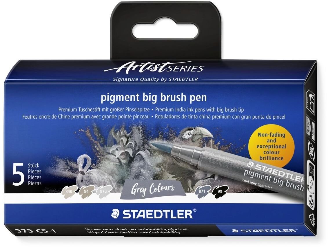 Staedtler Pigment big brush pen Grey 5ST (373 C5-1)