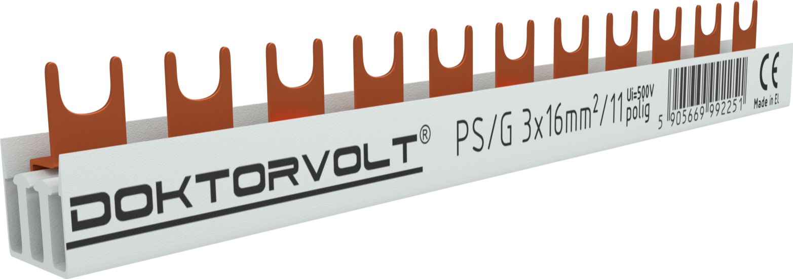 Doktorvolt Szyna łączeniowa grzebieniowa PS/G 3-fazowa 11-modułowa 16mm2 100A DV 2251