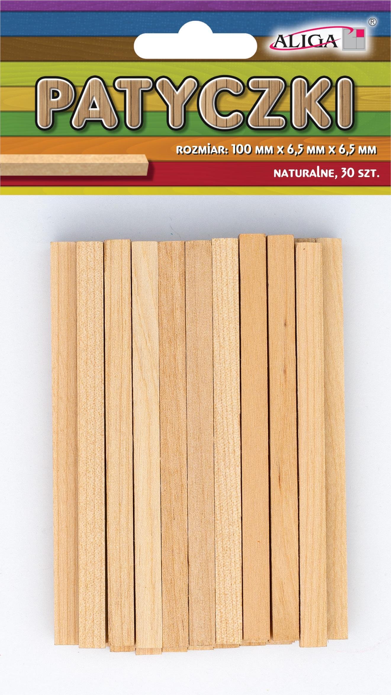 Aliga Patyczki 30szt. płaskie 100x6,5x6,5mm | PL-0646 (5902150640646)
