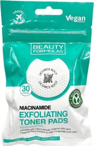 Beauty Formulas BEAUTY FORMULAS_Exfoliating Toner Pads nasączone płatki złuszczające Niacynamid 30szt.
