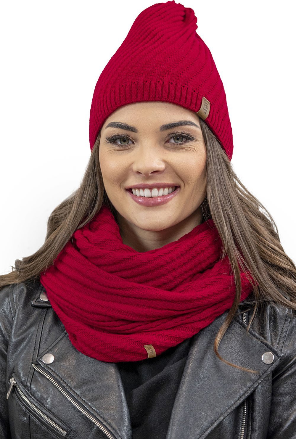 Vivisence 7017Kmpl czerwony UNI Komplet czapka+komin