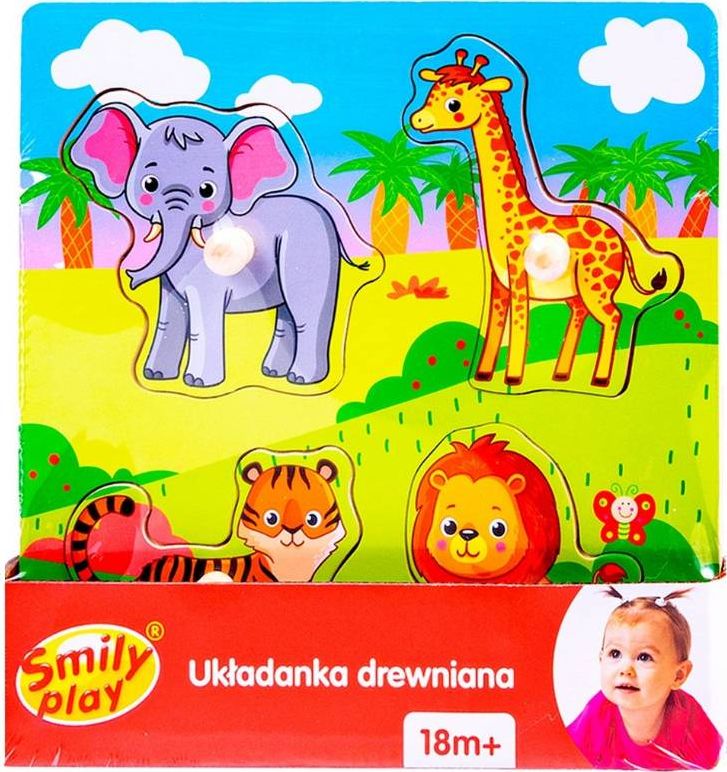 Smily Play Układanka Drewniana ZOO Puzzle 4 el
