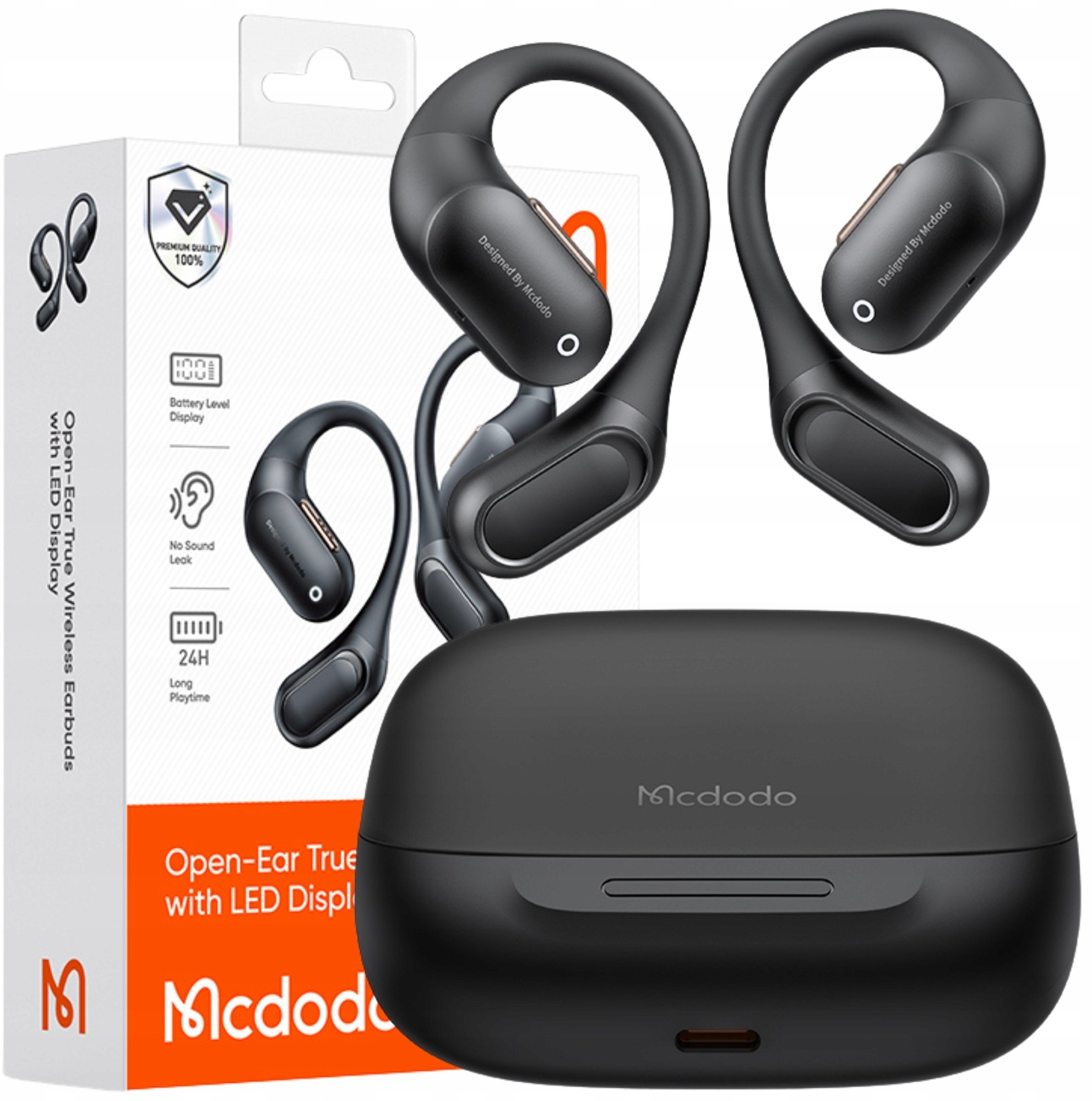 Mcdodo Bezprzewodowe zauszne Bluetooth 5.4 z mikrofonem etui clip