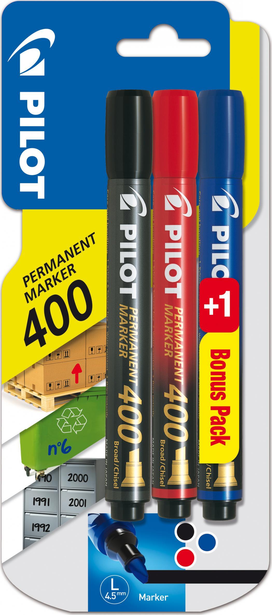 Pilot MARKER PERMAMENTNY OKRĄGŁA KOŃCÓWKA SCA-400 SET 2+1 PILOT (CZARNY/CZERWONY/NIEBIESKI)