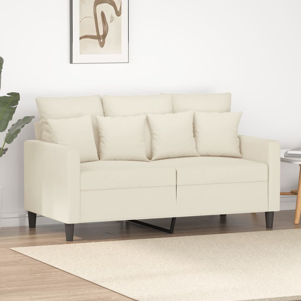 Zdjęcia - Sofa VidaXL  2-osobowa, kremowy, 120 cm, tapicerowana aksamitem 