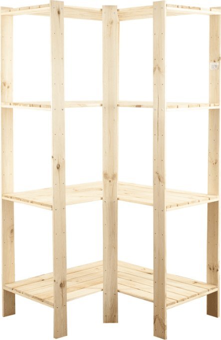 Wamar-Sosenka MAXI Regał Narożny Drewniany 166,4x85x50 cm 4 Półki ażurowe Surowy Drewno sosnowe MAXI-4WA