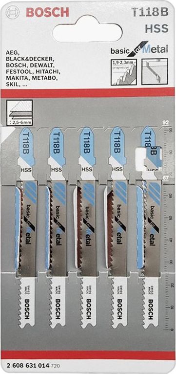 Bosch Brzeszczot do wyrzynarek Basic for Metal 92mm T 118B 5szt. (2.608.631.014)